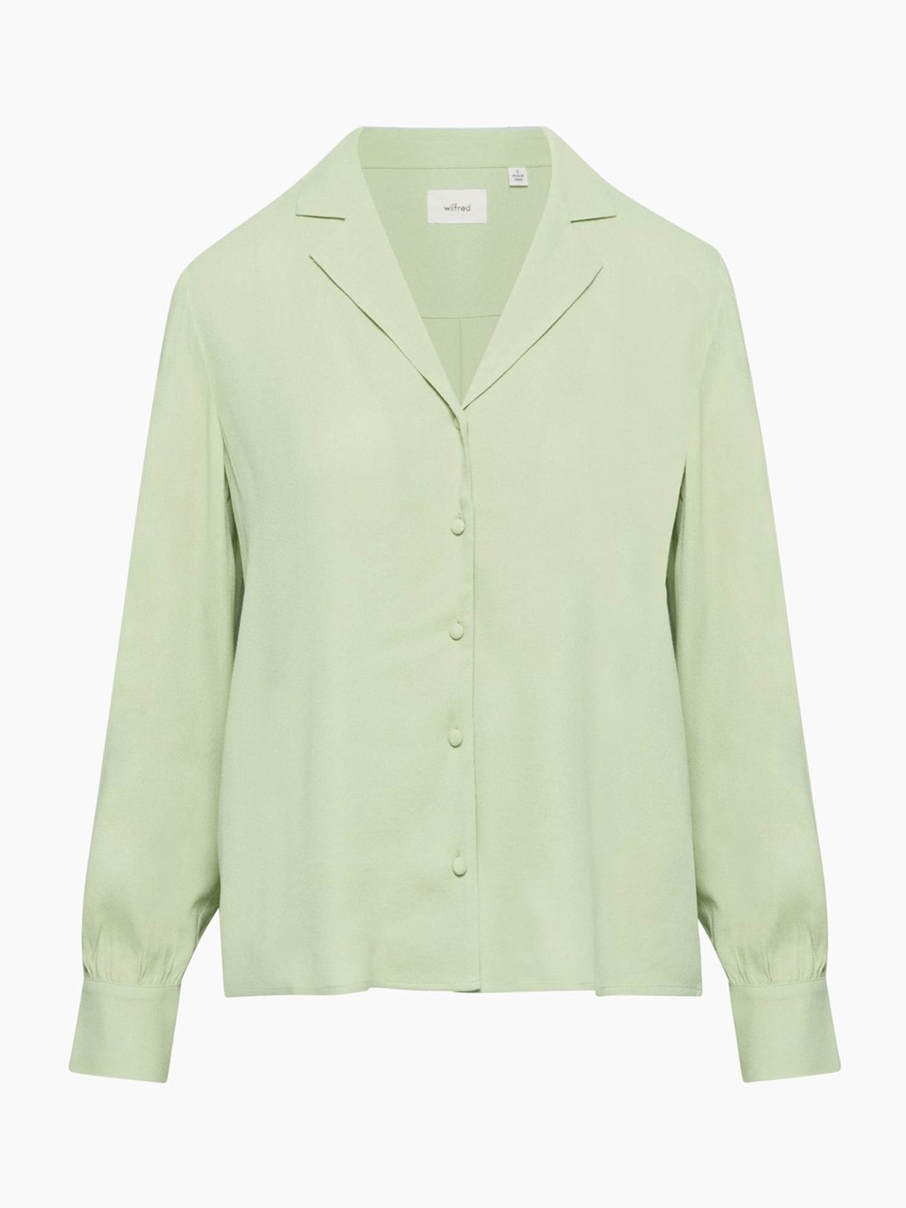 Aritzia Wilfred Tulum Blouse Button-Down Long Sleeve Shirt in Pastel Sage Green